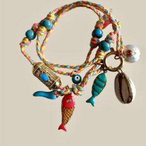 Cordón naranjo con tubito positive azul