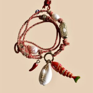 Cordón coral con tubito positive y perlas